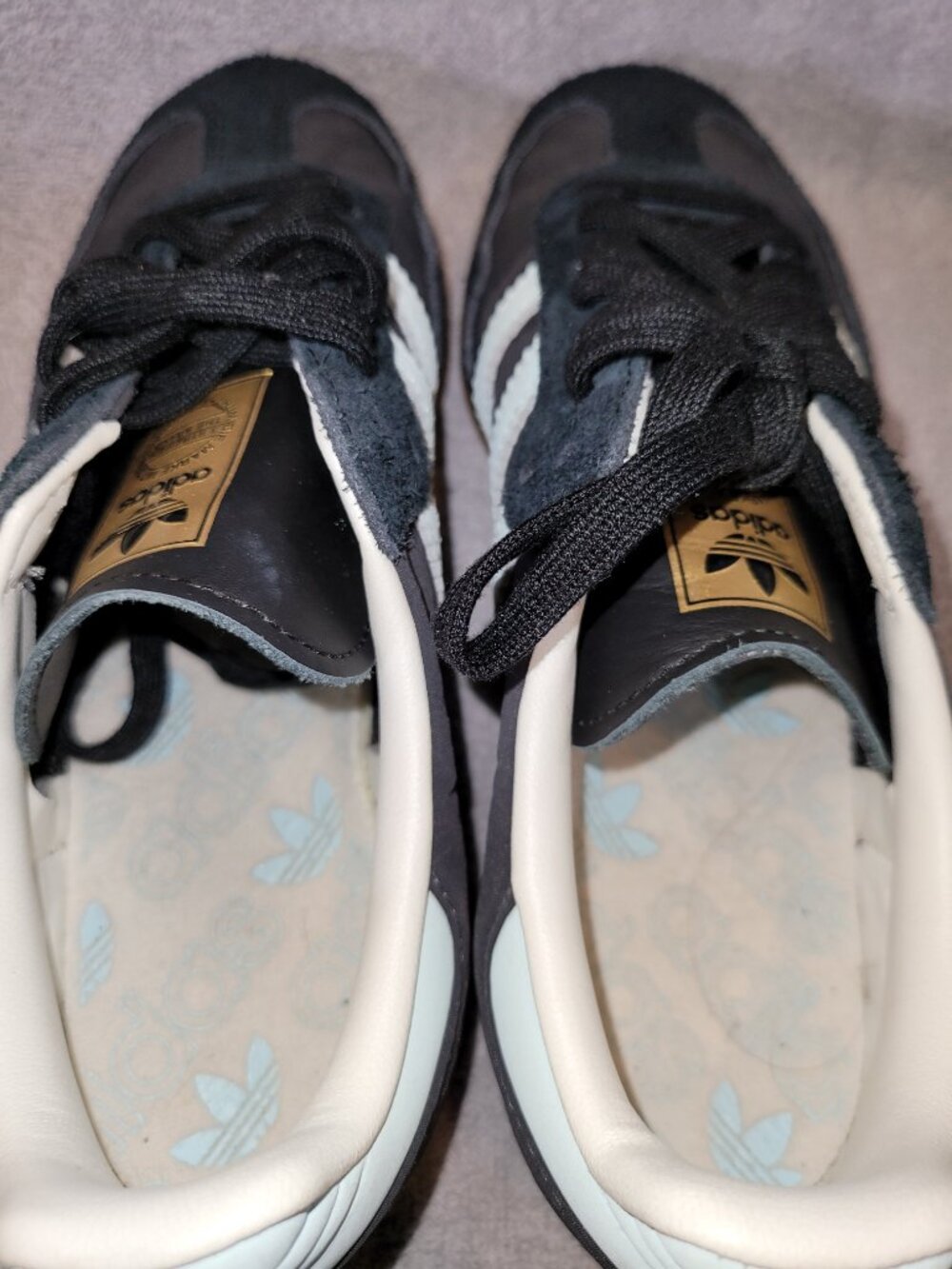 Adidas Samba OG Women's Size 5.5 Carbon Black Light Blue Sneakers ID0493 (#2327) - Picture 5 of 16